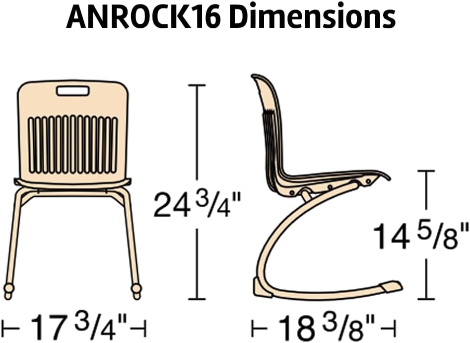 Virco ANROCK16 School Rocking Chair, Analogy Rocker Series 16' Seat Height for Students 3rd - 4th Grade, Appropriate for Libraries, Break Rooms and Reading Nooks - Navy (4 Chairs)