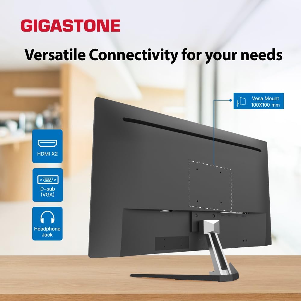 Gigastone 32 inch IPS LED Back Light Monitor 2-Pack 75Hz FHD 1920 x 1080, 178° Wide View Frameless Computer Monitor 5ms, Eye Care Technology, Ergonomic Tilt VESA Mount, HDMI VGA