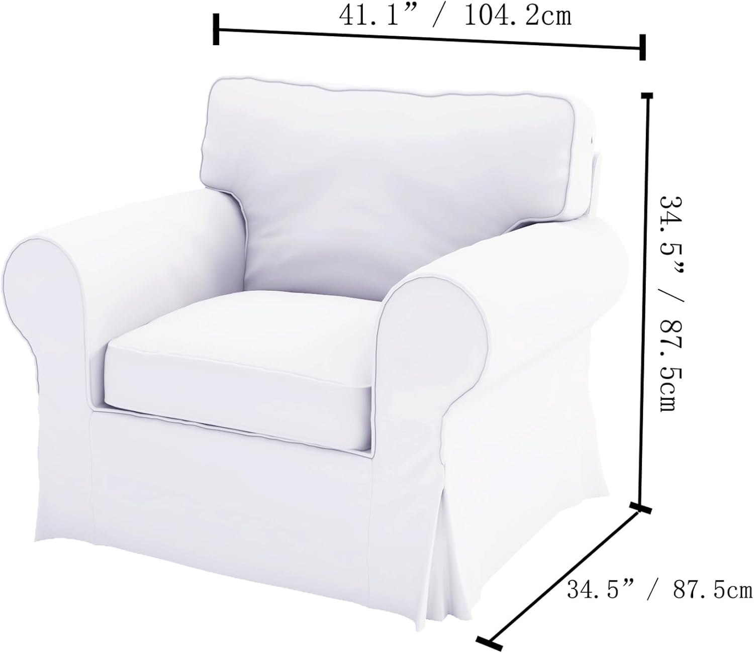 Velvet Pets Friendly Sofa Covers Custom Made Compatible for IKEA Ektorp Armchair Slipcovers (Velvet Light Gray Ektorp Chair)