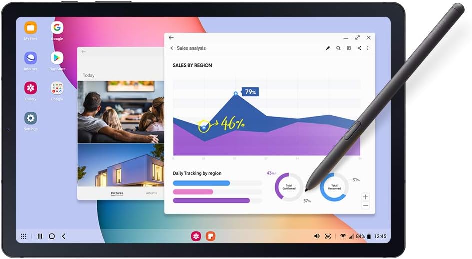 SAMSUNG Galaxy Tab S6 Lite 10.4' 64GB Android Tablet w/Long Lasting Battery, S Pen Included, Slim Metal Design, AKG Dual Speakers, US Version, Angora Blue (Renewed)