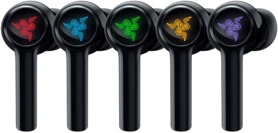 Razer Hammerhead True Wireless (2nd Gen) Bluetooth Gaming Earbuds: Chroma RGB Lighting -60ms Low-Latency- Active Noise Cancellation - Dual Environmental Noise Cancelling Microphones- Classic Black