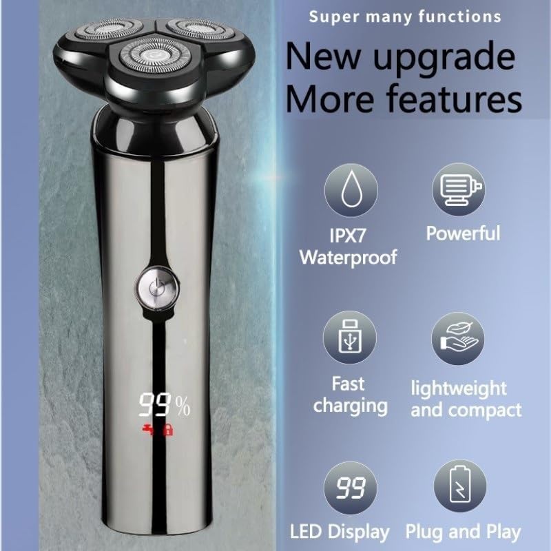 Electric Razor for Men, Electric Shaver Men Rechargeable Rotary Floating Razor Beard Hair Trimmer LCD Display Shaving Machine Wet and Dry