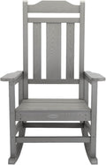 hOmeHua Rocking Chair, All-Weather Oversized Outdoor Indoor Chairs, Patio Fade-Resistant Porch Rocker Chair, Durable Smooth Rocking, Comfortable Easy to Assemble, Low Maintain (Gray)