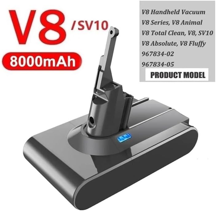 6000-8000mAh 21.6V Rechargeable Lithium Battery Compatible for Dyson V6, V7, V8 Series, SV07, SV09, SV10, DC58, DC31, DC34 Vacuum Cleaners(1 PCS V11 6000mAh)