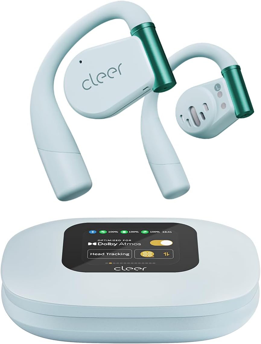 Cleer ARC 3 Open Ear Headphones - Dolby Audio, Snapdragon Sound True Wireless Earbuds, 50Hr Battery, Bluetooth 5.4, IPX 7, Multi-Point, Smart Controls, Wireless Charging Smart Case, Comfort Fit, Blue