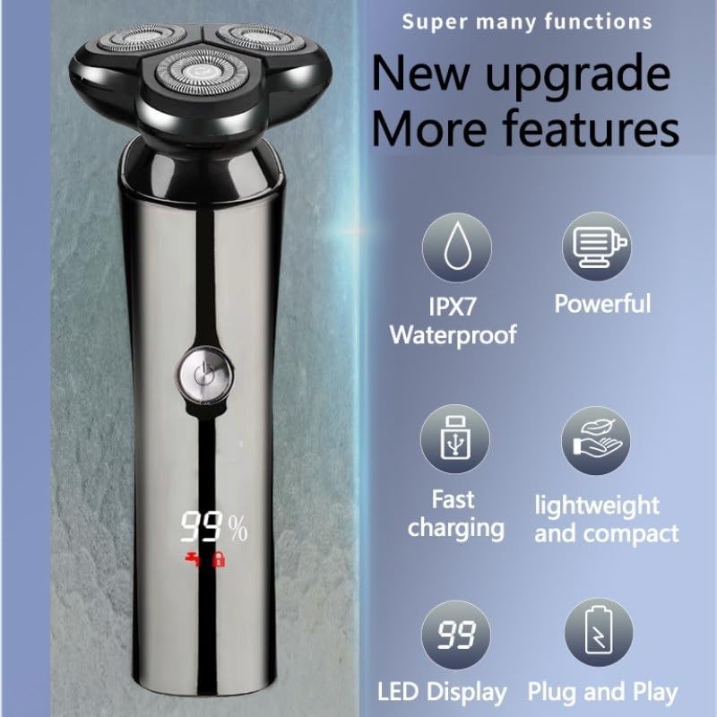 Head Shaver for Men, Electric Shaver Men Rechargeable Rotary Floating Razor Beard Hair Trimmer LCD Display Shaving Machine Wet and Dry
