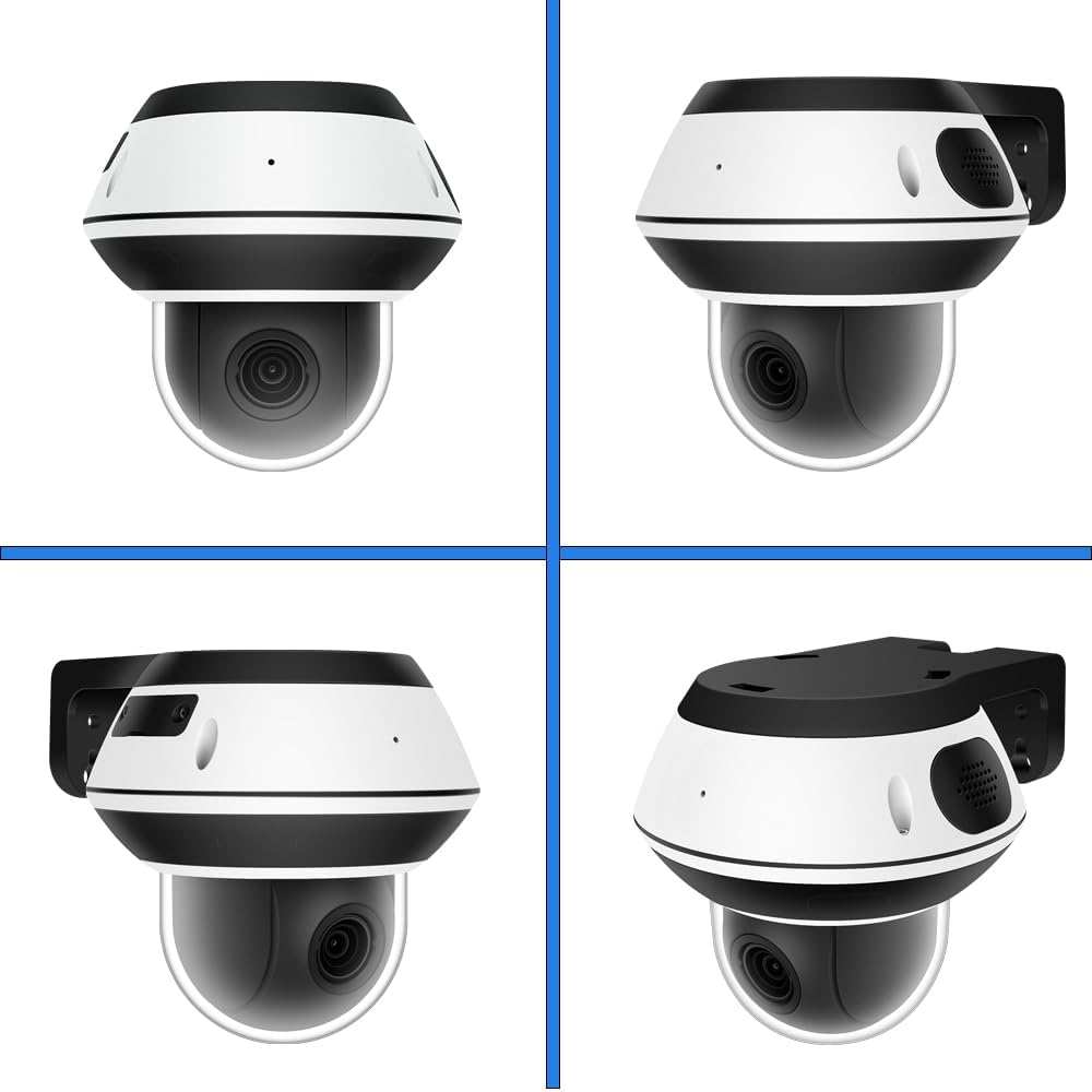 GW Security 8 Channel 12MP NVR with (4) x UHD 8MP 4K IP POE 5X Optical Zoom Motorized Two-Way Audio PTZ Color Night Vision Dome Security Camera System, Face Recognition, Human/Vehicle Detection