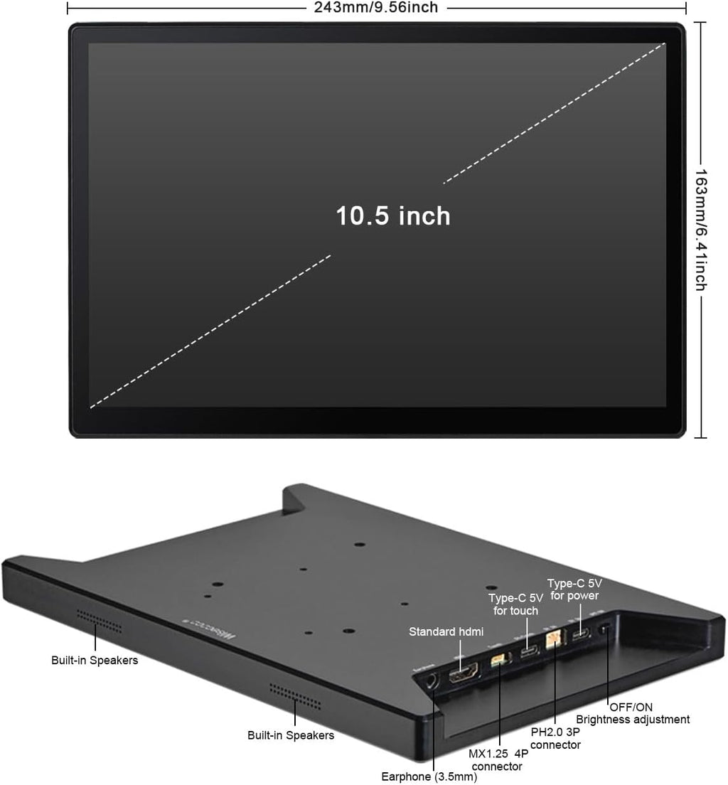 wisecoco 10.5 Inch Touchscreen Monitor for Raspberry Pi 2560×1600 2K OLED Display for RPi 5/4B/3B CM3+/4 HDMI Port Supports Jetson Nano/Windows