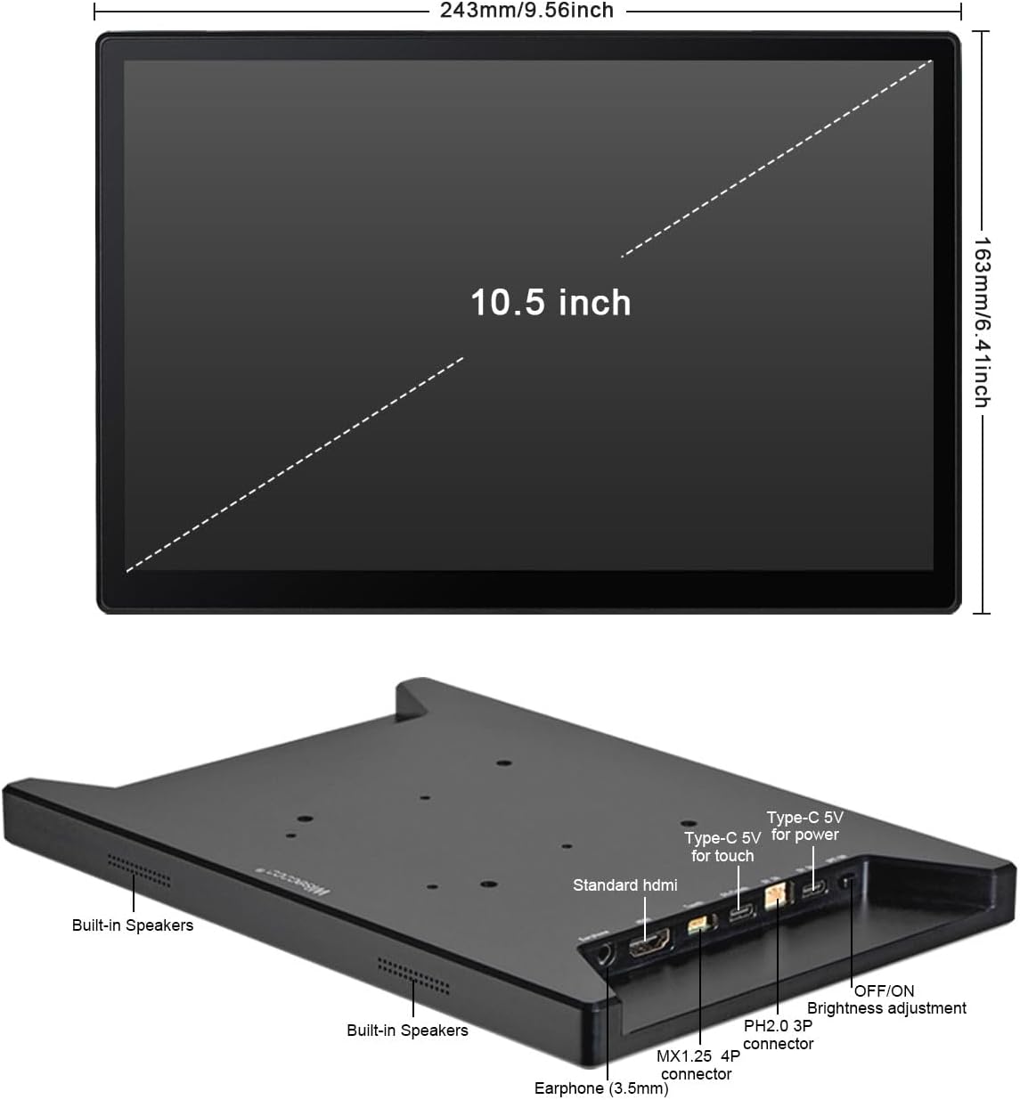 wisecoco 10.5 Inch Touchscreen Monitor for Raspberry Pi 2560×1600 2K OLED Display for RPi 5/4B/3B CM3+/4 HDMI Port Supports Jetson Nano/Windows