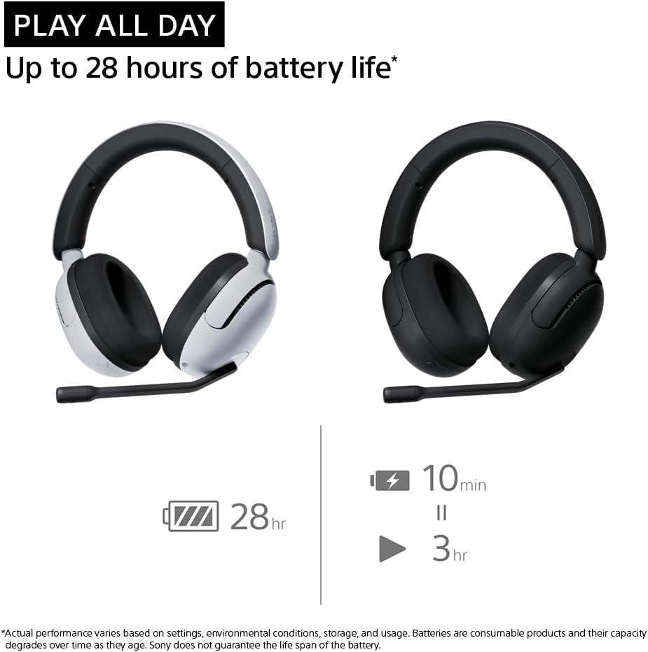 Sony INZONE H5 Wireless Gaming Headset, 360 Spatial Sound, Works with PC, PS5, 28 Hour Battery, 2.4Ghz Wireless and 3.5mm Audio Jack, WH-G500 White
