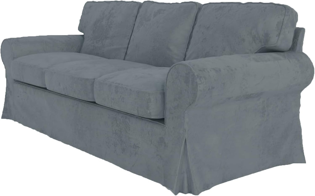 Velvet Pets Friendly Sofa Covers Custom Made Compatible for IKEA Ektorp Three Seat Sofa Slipcovers (Velvet Light Gray Ektorp 3)