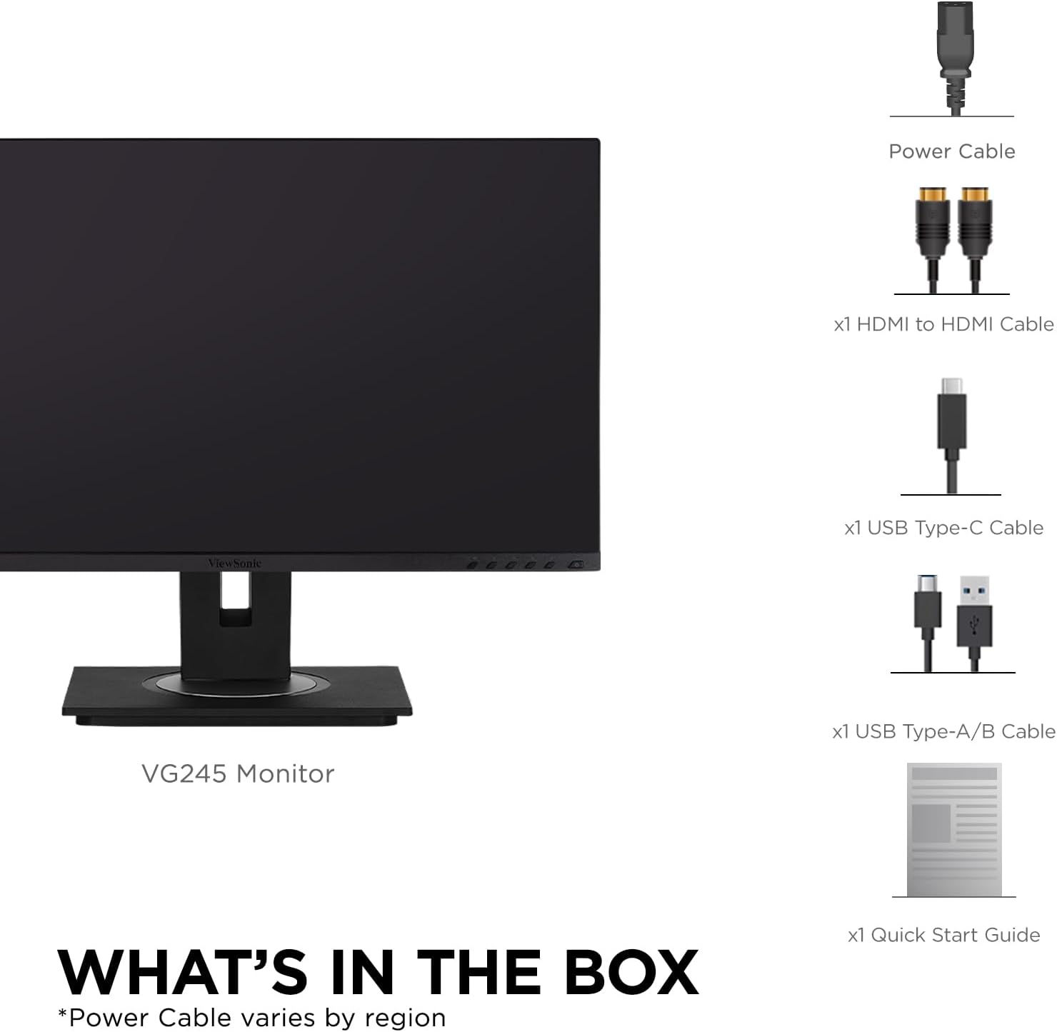 ViewSonic VG245 24 Inch 1080p Monitor Designed for Surface, IPS Display for Smooth Home and Office Productivity, Advanced Ergonomics, 60W USB-C, HDMI, and DisplayPort Inputs