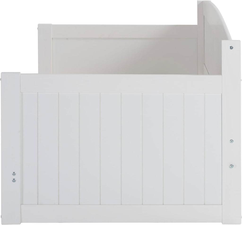 Alaterre Furniture Harmony Twin to King Daybed with Pop Up Trundle Bed - Solid Wood Twin Day Bed with 2 Pull-Out Storage Drawers and 400lb Capacity - For Kids, Guest Room, Living Room (White)