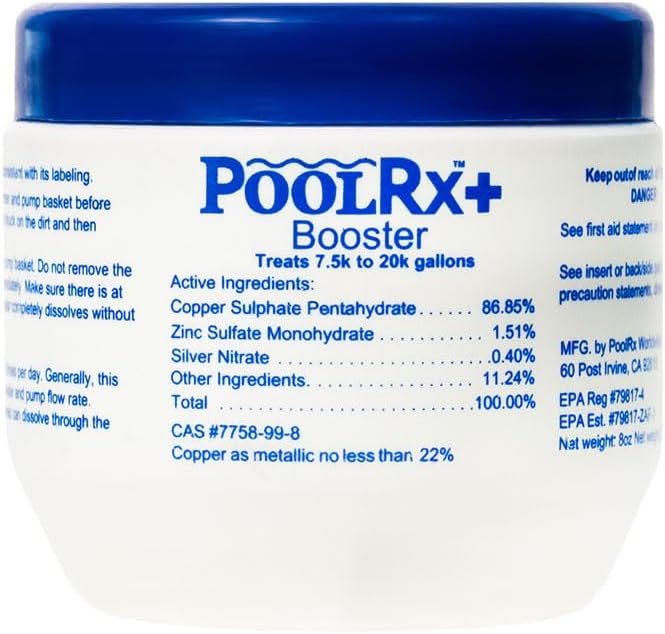 Pool RX 332004 4-Pack PoolRx+ Booster Blue Swimming Pool Algaecide, 4 Pack