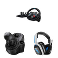 Logitech G29 Driving Force Racing Wheel + Floor Pedals + Driving Force Shifter + ASTRO Gaming A20 Wireless Headset Gen 2 Bundle -PS5, PS4, PC, Mac