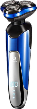 Electric Shaver for Men Rechargeable Rotary Razors Beard Trimmer Face Shavers 100% Waterproof IPX6 Wet & Dry Cordless with Stroke Locking Function