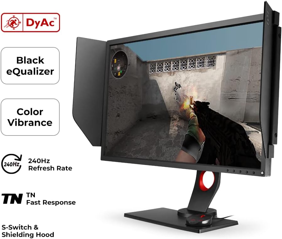 BenQ Zowie XL2746S 27-inch 240Hz Gaming Monitor | 1080P 1ms | DyAc+ | Smaller Base | Black Equalizer | Flexible Height & tilt Adjustment | Customizable Quick Menu | S-Switch | Shield