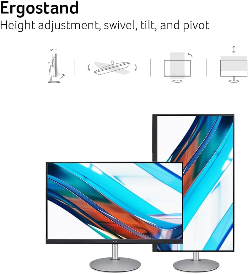 acer CB272U Ebmiiprx 27' WQHD 2560 x 1440 Home Office Monitor | AMD FreeSync | 1ms VRB | 100Hz | Zero Frame | Height Adjustable Stand with Swivel, Tilt & Pivot (Display Port 1.2 & 2 x HDMI 2.0 Ports)