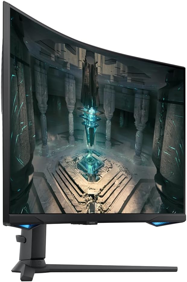 Samsung 32' Odyssey G Series QHD Gaming Monitor, 240Hz, 1ms, Gaming Hub, Smart TV Apps, 1000R Curved, Swivel & Tilt Adjustable Stand, Black, with GSF HDMI Cable