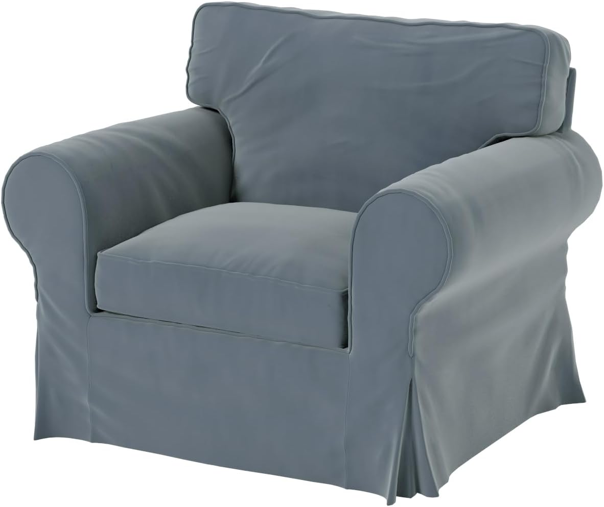 Velvet Pets Friendly Sofa Covers Custom Made Compatible for IKEA Ektorp Armchair Slipcovers (Velvet Light Gray Ektorp Chair)