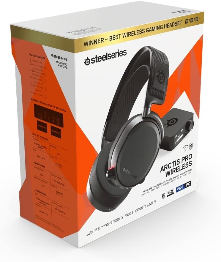 SteelSeries Arctis Pro Wireless - Gaming Headset - Hi-Res Speaker Drivers - Dual Wireless (2.4G & Bluetooth) - Dual Battery System (Renewed)