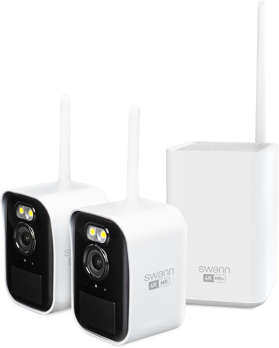 Swann MaxRanger Mini Kit 4K Wireless NVR Security System 2-Cam Kit,4K Camera Forever Charged Solar Panel,Wi-Fi Cameras Outdoor, Color Night Vision,True Detect,No Monthly Fee,Local Storage,MRMINISD2