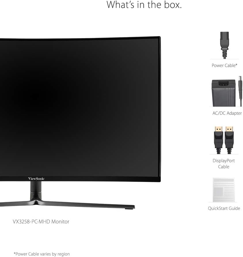 ViewSonic VX3258-PC-MHD 32 Inch 1080p Curved 165Hz 1ms Gaming Monitor with FreeSync Premium Eye Care HDMI and Display Port