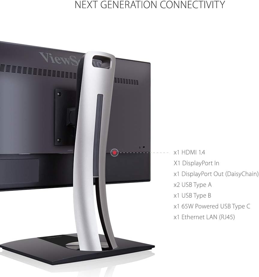 ViewSonic VP2768a 27-Inch IPS 1440p Monitor with Advanced Ergonomics, 90W USB C, RJ45, HDMI, Daisy Chain (Renewed)