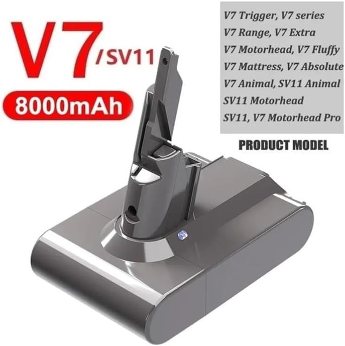 6000-8000mAh 21.6V Rechargeable Lithium Battery Compatible for Dyson V6, V7, V8 Series, SV07, SV09, SV10, DC58, DC31, DC34 Vacuum Cleaners(1 PCS V11 8000mAh)