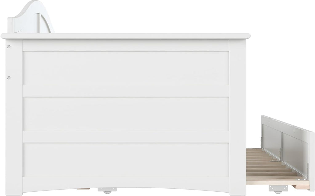 AFI, Acadia Twin Size Wood Daybed Frame with Twin Trundle, White