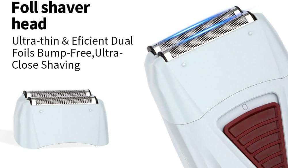 Electric Foil Shavers for Men, Dual Floating Blades for Close & Clean Shaving, Mini Portable Razor with Precision-Compact Body, Waterproof, High Power Motor