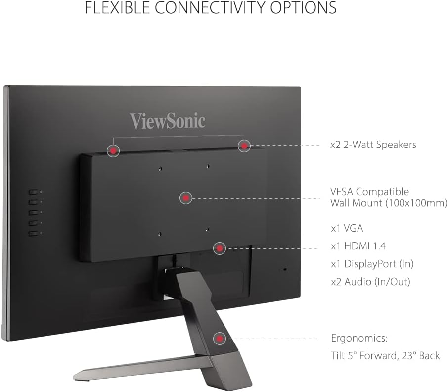 ViewSonic VX2767-MHD 27 Inch 1080p Gaming Monitor with 100Hz, 1ms, Ultra-Thin Bezels, FreeSync, Eye Care, HDMI, VGA, and DP