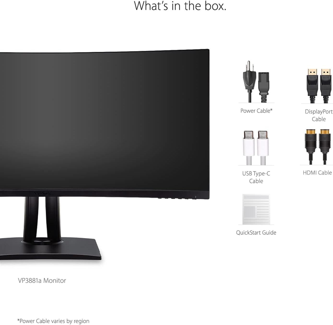 ViewSonic VP3881A 38 Inch WQHD+ ColorPro Monitor, Curved IPS with 100% sRGB and Pantone Validated for Professional Graphic Design, Advanced Ergonomics, 90W USB-C, HDMI, and DisplayPort