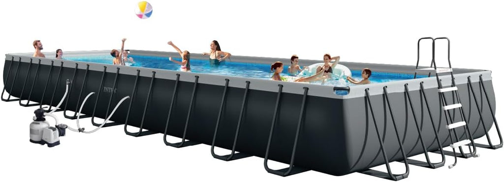 INTEX 26379MZ 36ft x 18ft x 52in Ultra XTR Deluxe Rectangular Above Ground Swimming Pool Set, Includes 2650 GPH Sand Filter Pump, Saltwater System, SuperTough Puncture Resistant, Rust Resistant