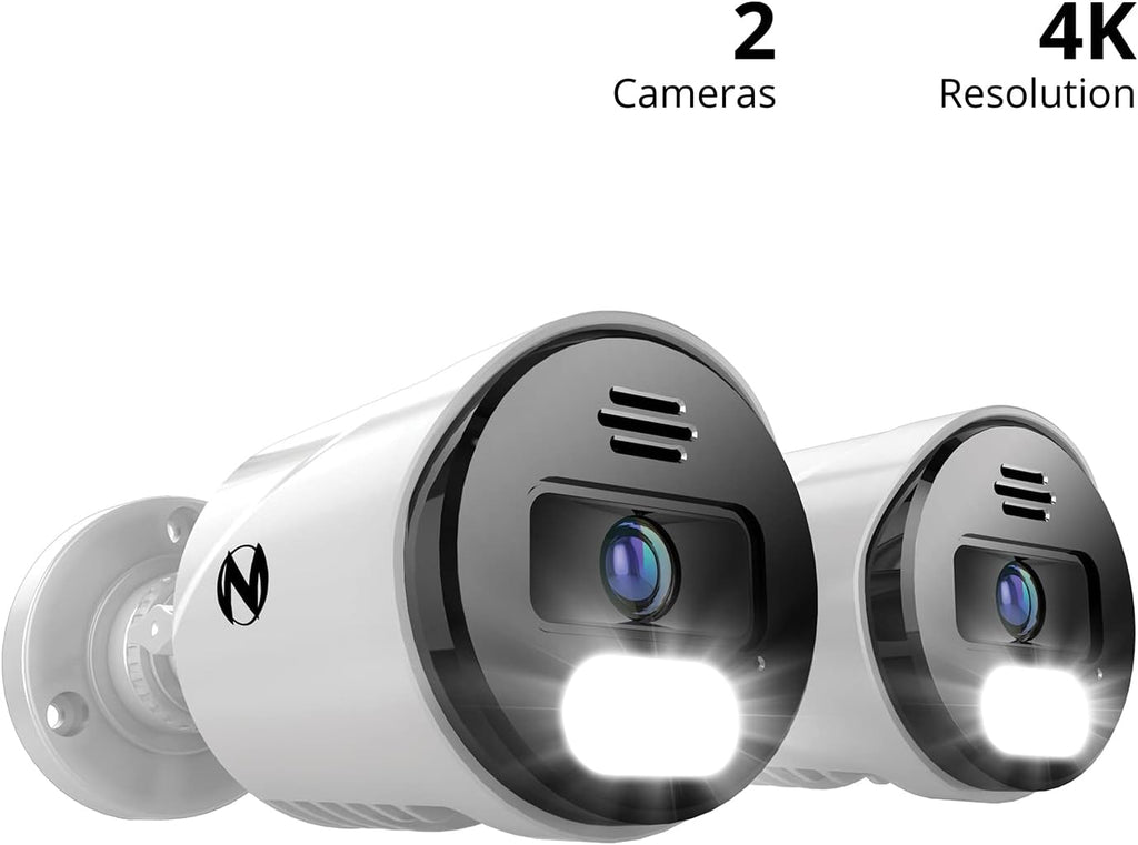 Night Owl Wired IP 4K UHD Indoor/Outdoor Add On Spotlight Cameras with Preset Voice Alerts and Built-in Camera Siren (Requires Compatible BTN8 Series NVR or BTD8 Series DVR - Sold Separately)