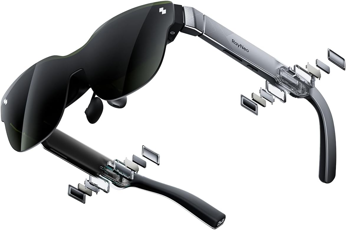 RayNeo Air 3s AR/XR Glasses, 201' at 6m, 120Hz FHD HueView Display, Portable AR Video Eyewear Gaming Glasses for iPhone 17/16/15, Android, Mac, Switch, PS5, Steam Deck - 3S-Silver