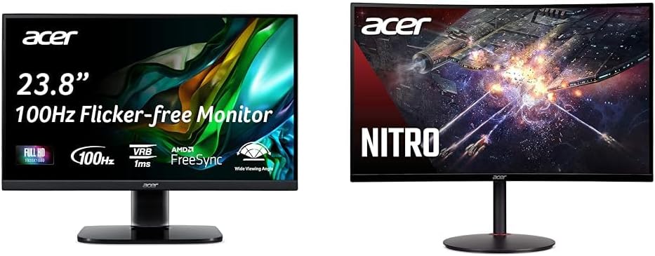 Acer 23.8' 100Hz 1ms FreeSync & 27' 240Hz 1ms Adaptive-Sync Curved Gaming Monitors Bundle