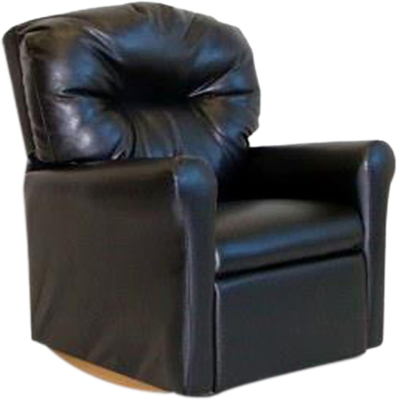 Dozydotes Contemporary Child Rocker Recliner with Armrest Leather Black DZD10739