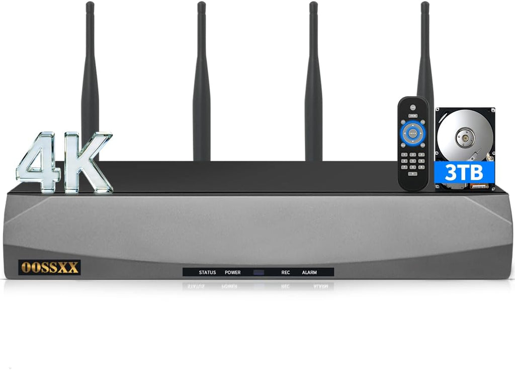 8.0 Megapixel 16-Channel Wireless NVR Network Video Recorder, Supports up to 16 x 8MP Wireless IP Cameras, 4-Antennas Enhance WiFi, Dual-USB Ports, Max to 6TB (3TB HDD Included)