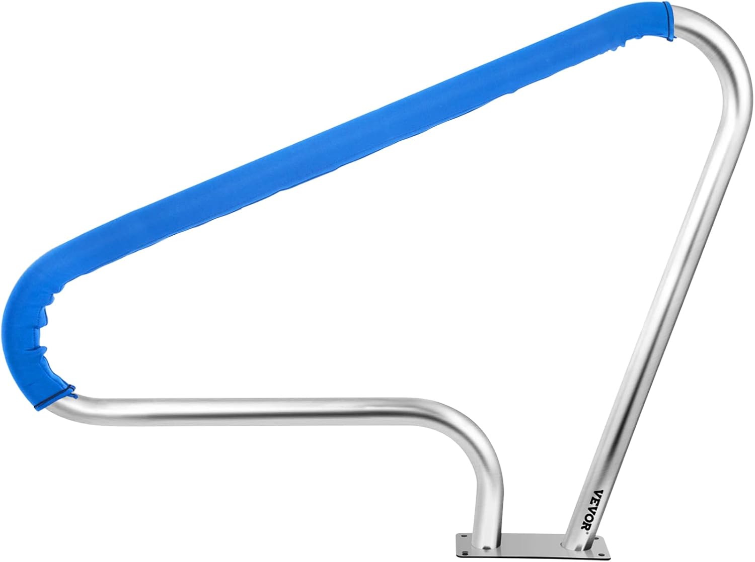 VEVOR Pool Rail 48x36 Pool Railing Brushed Stainless Steel 250LBS Load Capacity Silver Rustproof Pool Handrail Humanized Swimming Pool Handrail with Blue Grip Cover & M8 Drill Bit & Self-Taping Screws