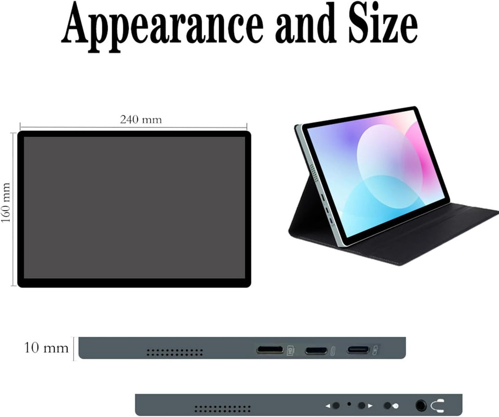 OLED Touchscreen Portable Monitor 10.5' 2k, sRGB 100%,Dual USB-C,HDMI for Laptop Mac Phone PS4/5 Switch