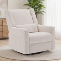 Tbfit Nursery Rocking Chair, 360° Swivel Recliner Chair with Lumbar Support for Bedroom, Comfy Upholstered Armchair with Pillows & Footrest for Living Room & Baby Room