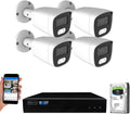 GW Security 8 Channel 12MP NVR 4K Security Camera System with 4 x 8MP PoE Spotlight Color Night Vision Outdoor/Indoor Microphone Bullet Cameras, Smart AI Human/Vehicle Detection