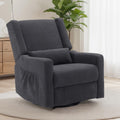 Tbfit Nursery Rocking Chair, 360° Swivel Recliner Chair with Lumbar Support for Bedroom, Comfy Upholstered Armchair with Pillows & Footrest for Living Room & Baby Room