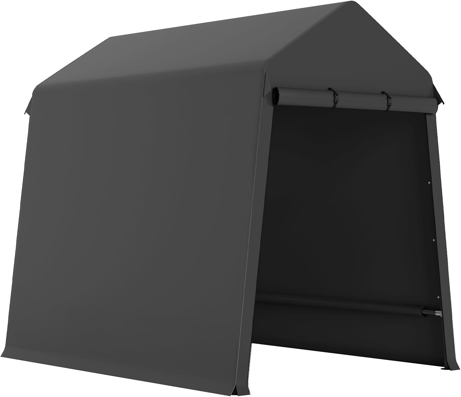 GarveeLife 7X12 ft Heavy Duty Outdoor Shed,Portable Storage Shed,with 2 Rolled Up Zipper Doors,Vents Carports & Waterproof Cover Temporary Shelter for Motorcycle,Gardening Tools and Generator(Black)