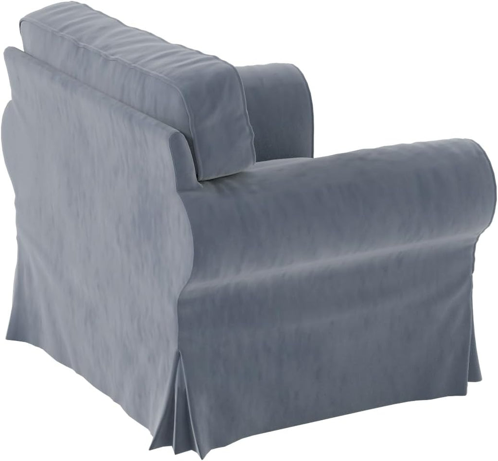 Velvet Pets Friendly Sofa Covers Custom Made Compatible for IKEA Ektorp Armchair Slipcovers (Velvet Light Gray Ektorp Chair)