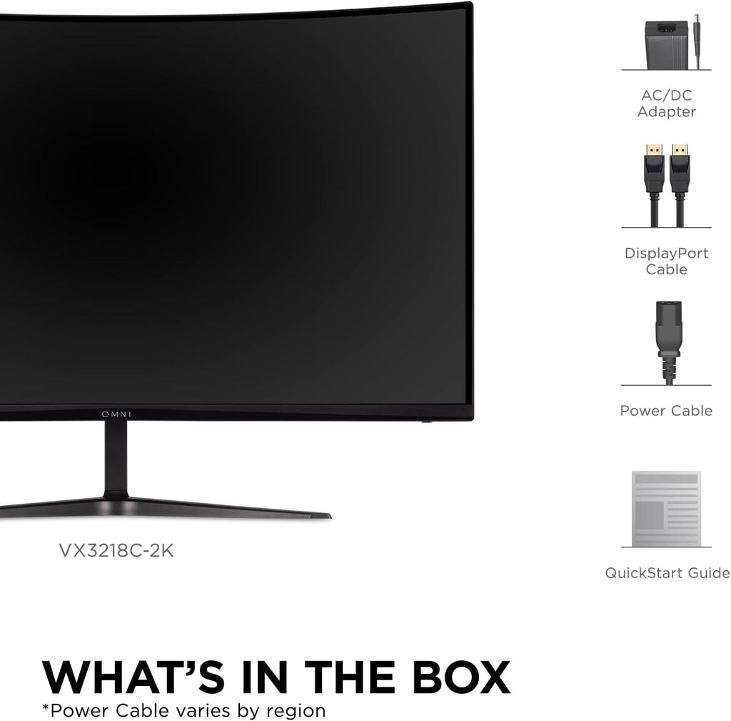 ViewSonic VX3218C-2K 32' Curved 1440p 1ms 165Hz Gaming Monitor with AMD FreeSync Premium, HDMI and Display Port(Renewed)