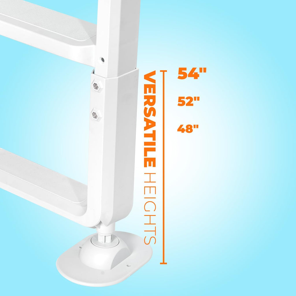 XtremepouwerUS Heavy Duty Deck Entry Ladder Anti Slip Plastic Step Pool Ladder for Adjustable 48-54 Inch Above Ground or In Ground Swimming Pools