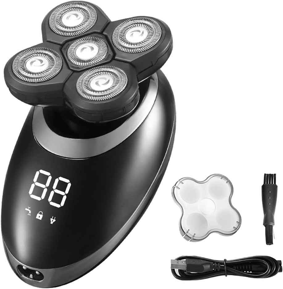 Electric Razor for Men, Electric Shaver for Men Beard Hair Trimmer Electric Razor 5D Floating Five Blade Heads Electric Nose Hair Trimmer LCD Display ( Color : Silver-Package B )