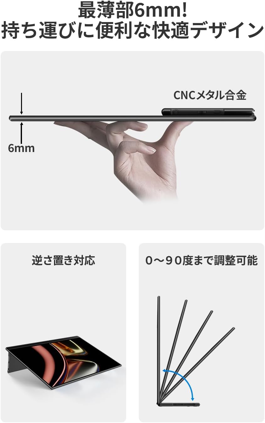 EHOMEWEI 2K Portable Monitor 16inch WQXGA 2560x1600 QLED USB-C Laptop HDMI 400Nit HDR FreeSync Gaming Buisiness Eye Care PC Mac Phone PS4/5 Switch E160NSL